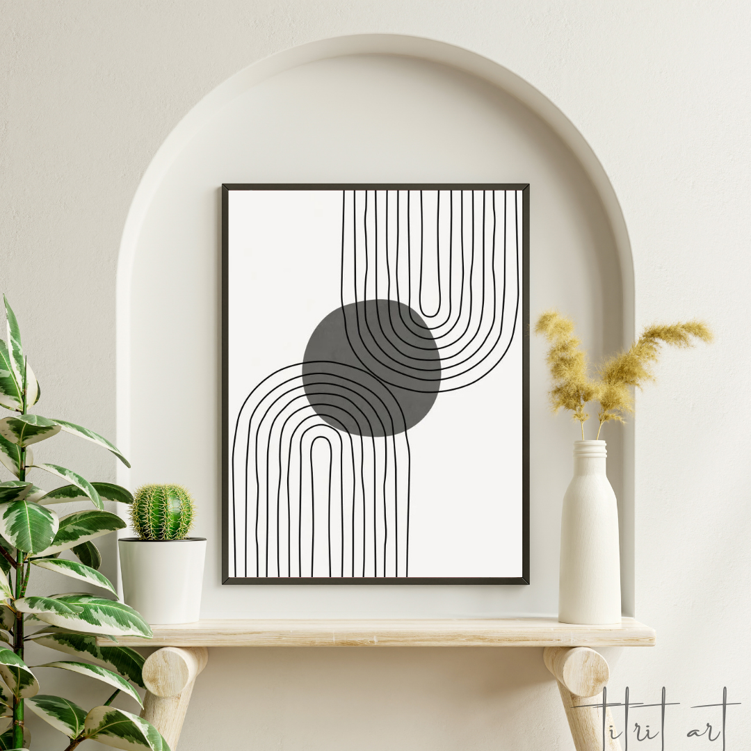 Affiche Murale Minimaliste Abstraite – Design Noir et Blanc