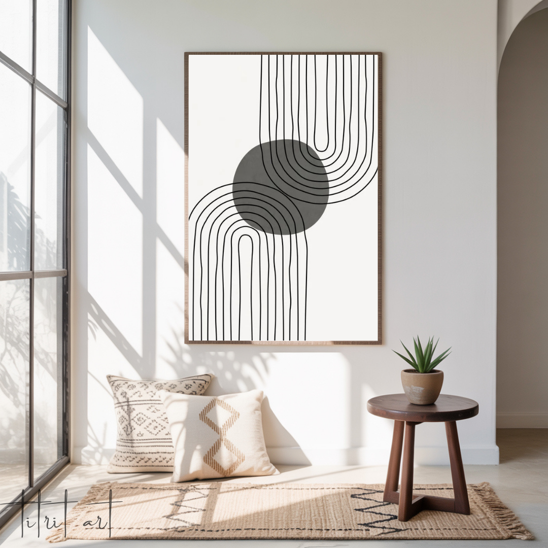 Affiche Murale Minimaliste Abstraite – Design Noir et Blanc