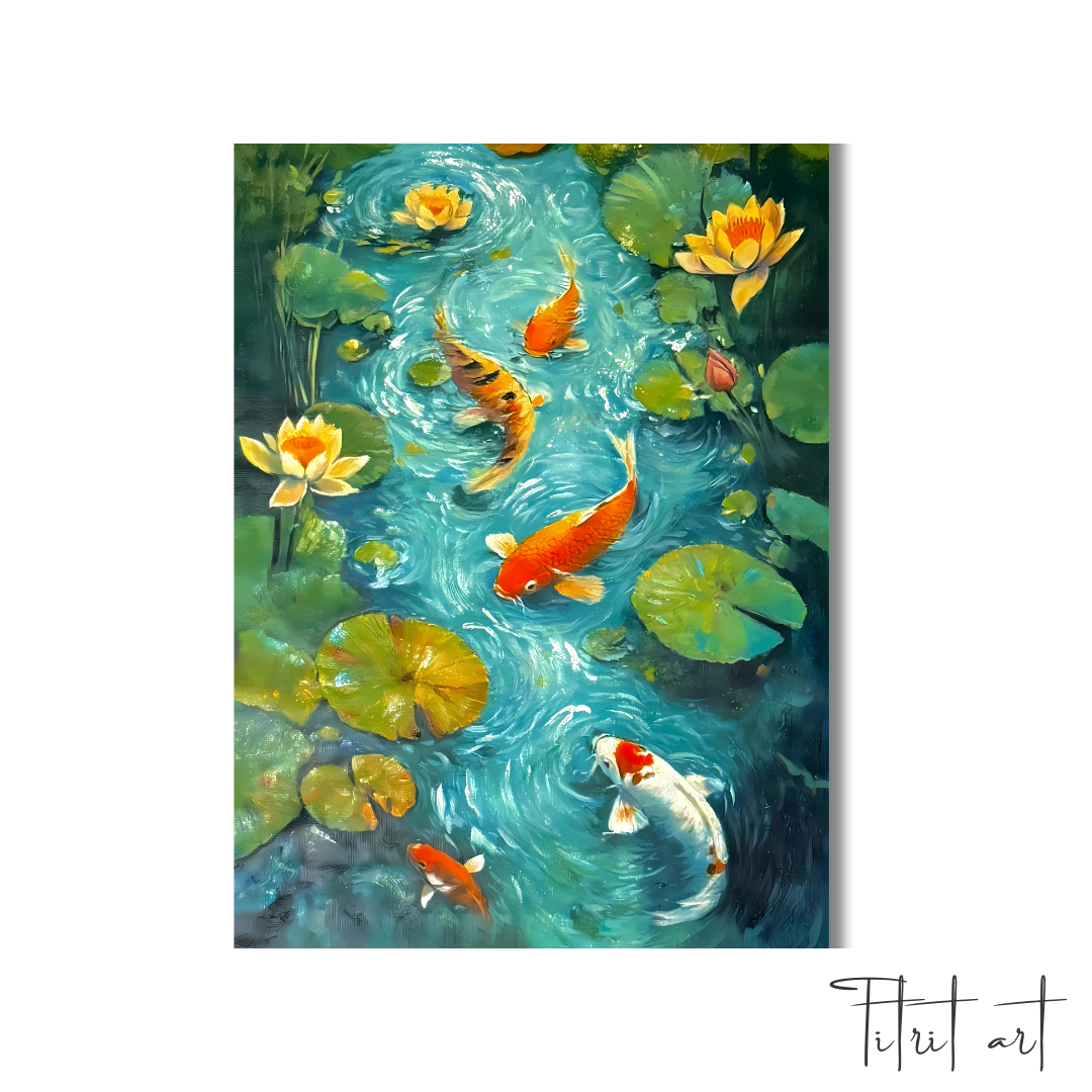 Carpe Koi et Nénuphars – Harmonie Aquatique