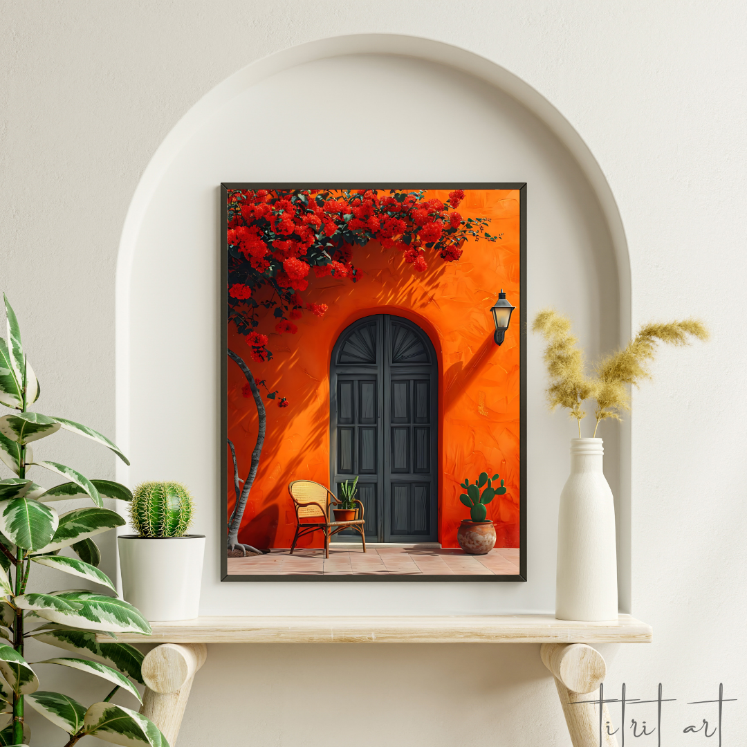 Tableau Façade Méditerranéenne – Orange et Rouge