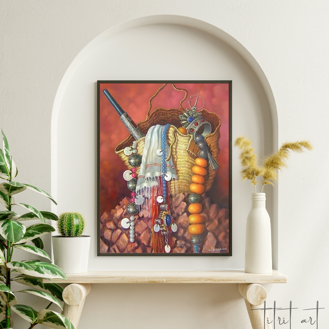 Tableau Tradition Marocaine – Panier & Bijoux Amazighs