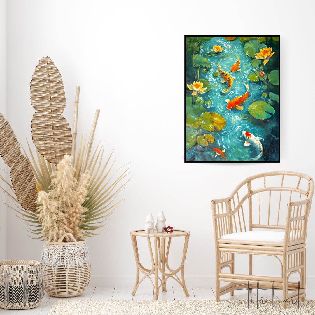 Carpe Koi et Nénuphars – Harmonie Aquatique