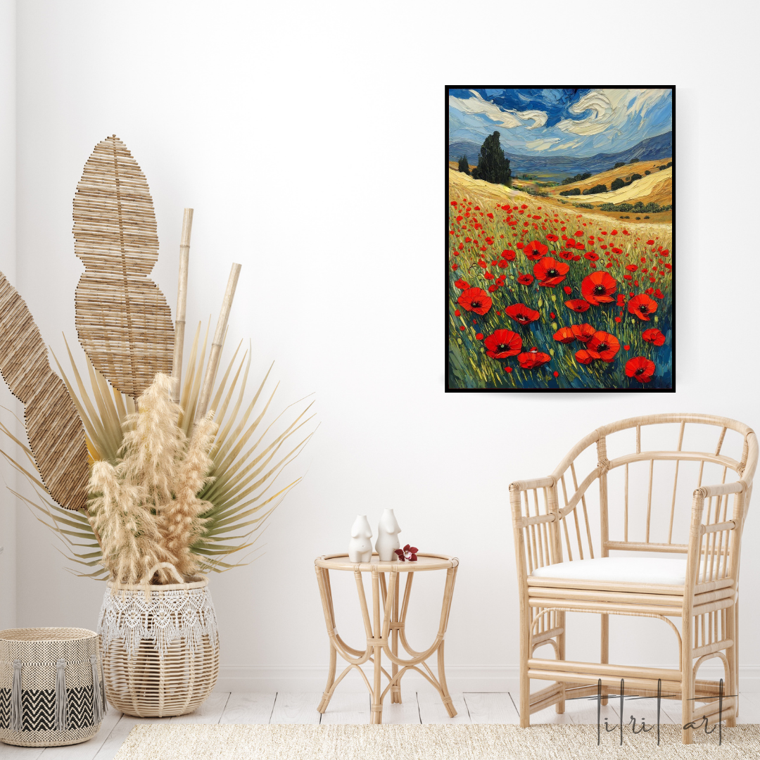 Champ de coquelicots en Provence – Peinture au couteau