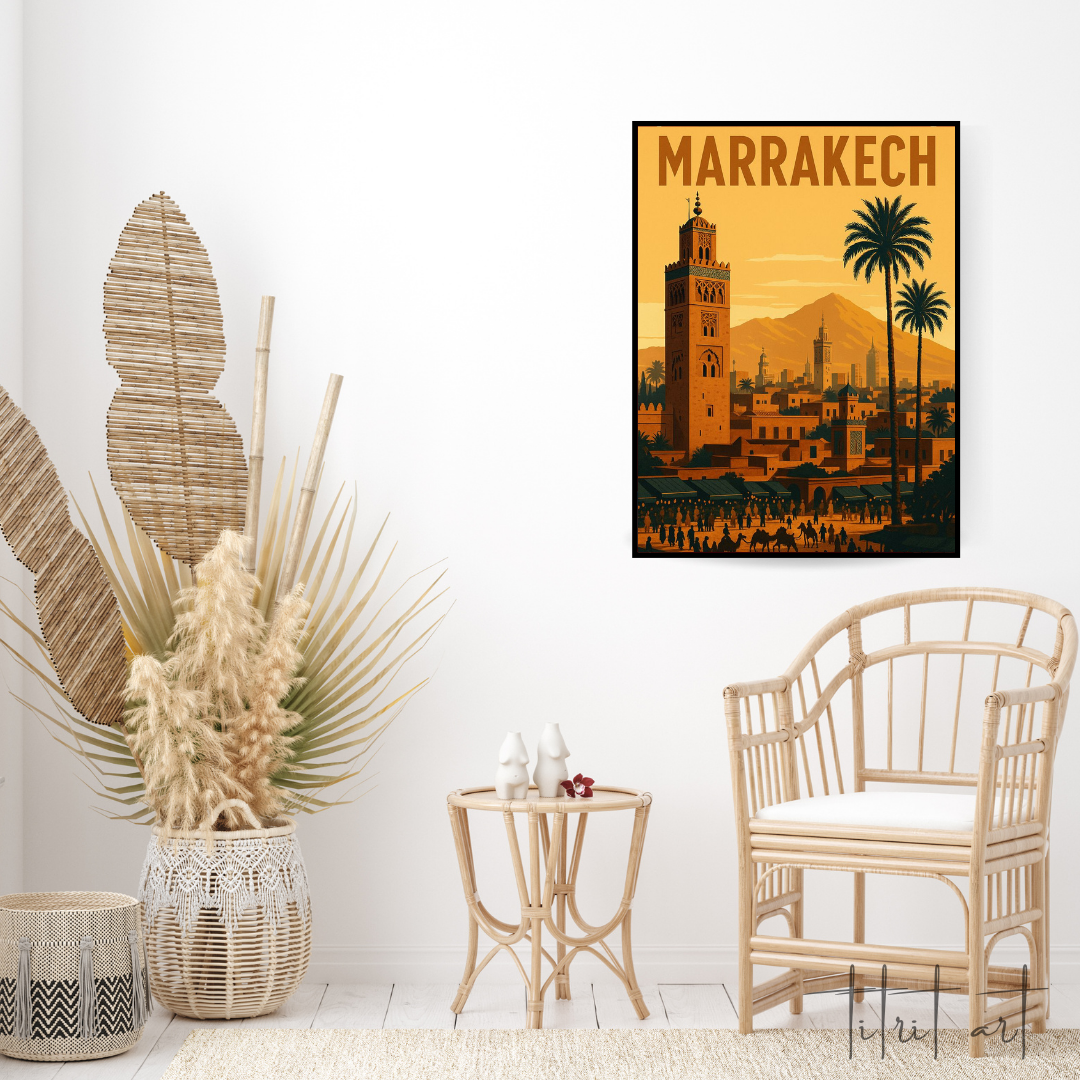 Affiche Vintage Marrakech – Illustration Murale