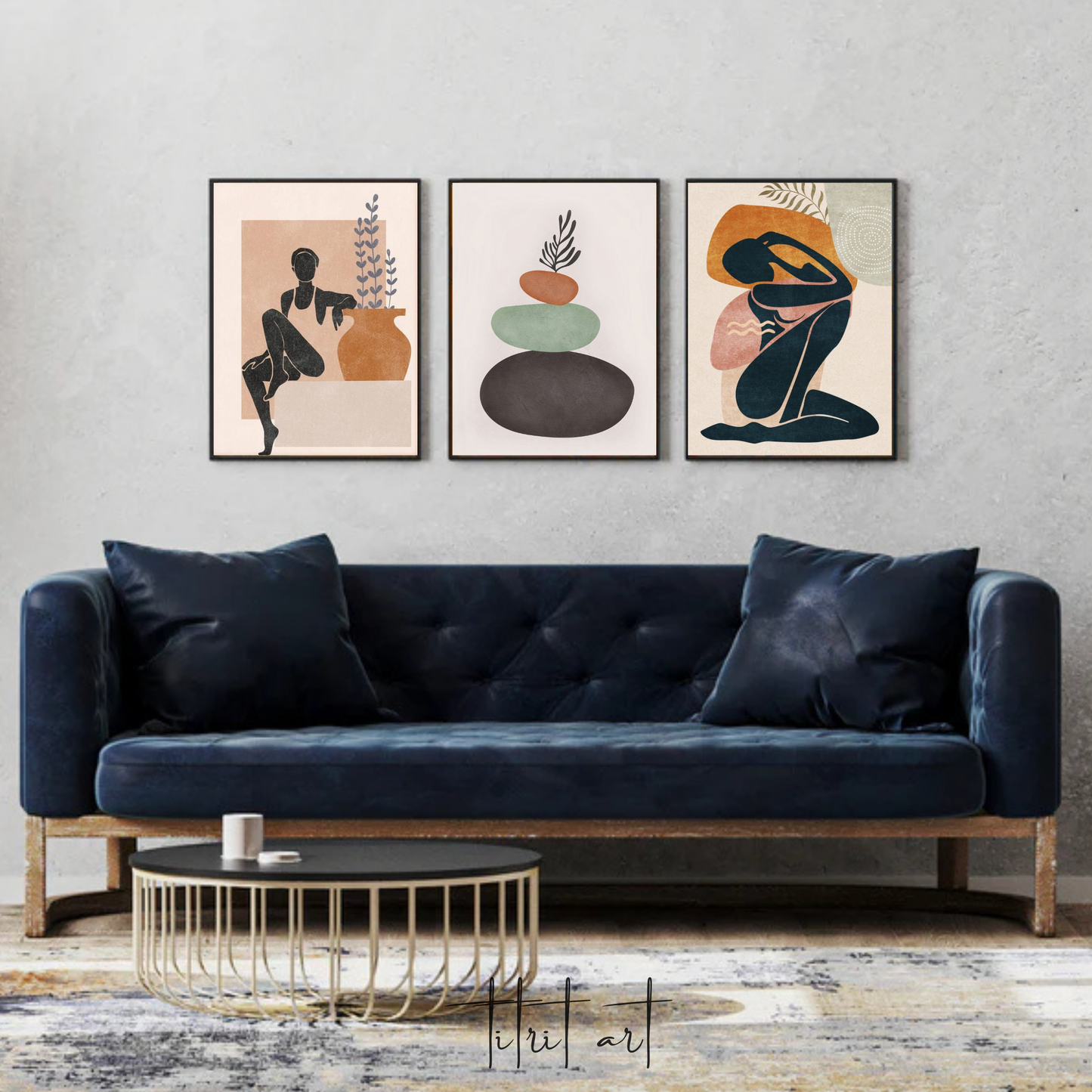 Trio Abstrait – Silhouettes & Équilibre Zen