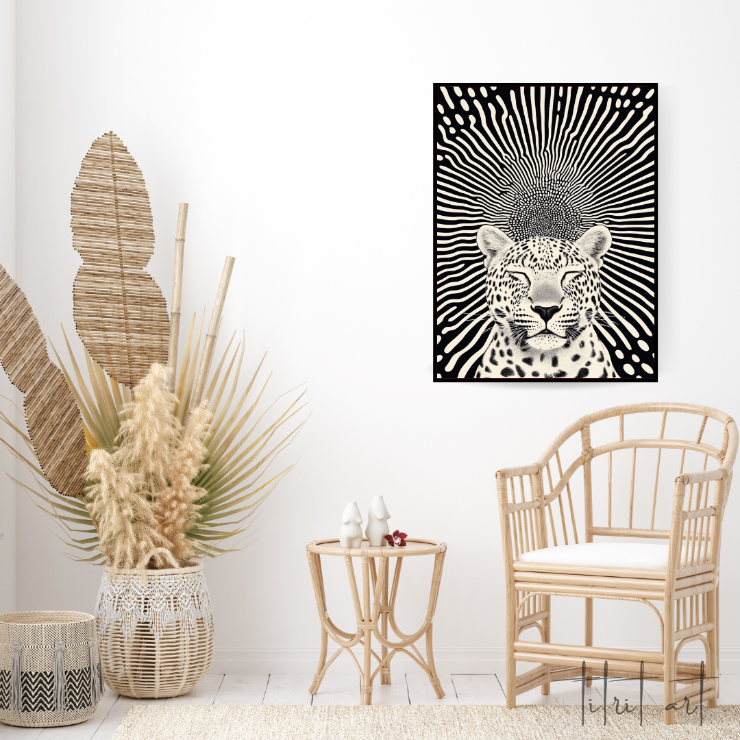 Affiche Murale Artistique – Léopard Abstrait Noir & Blanc