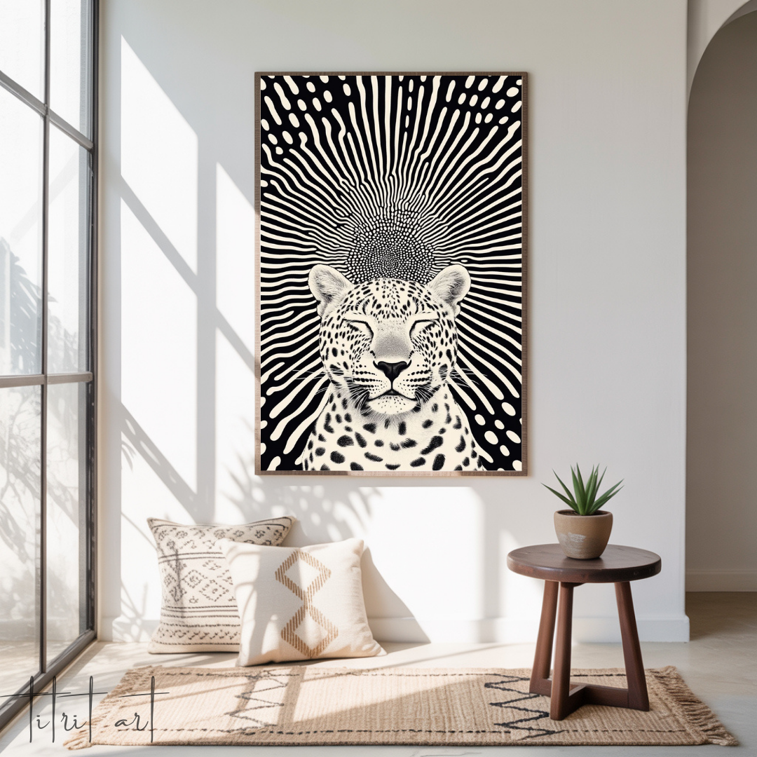 Affiche Murale Artistique – Léopard Abstrait Noir & Blanc