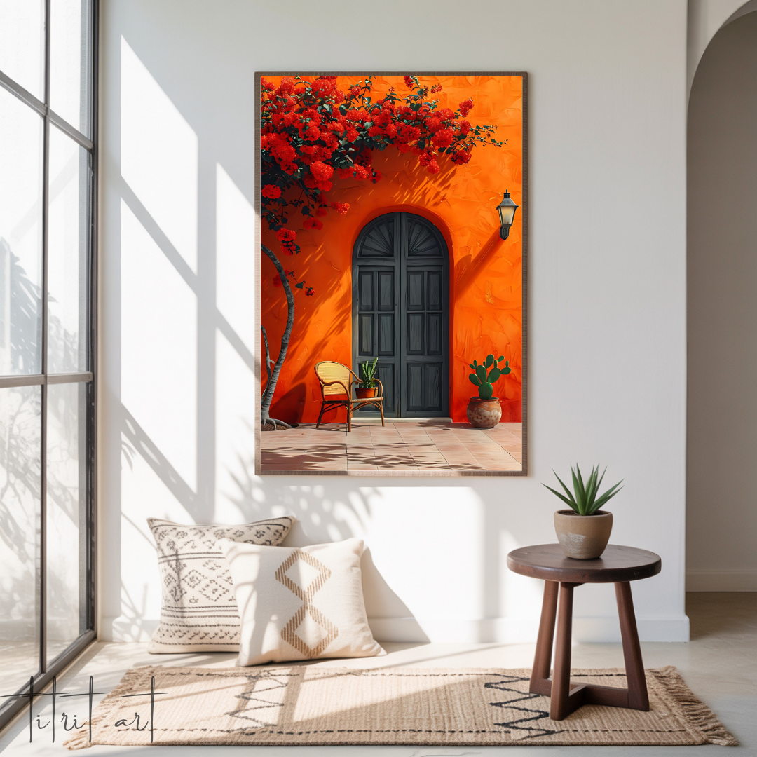 Tableau Façade Méditerranéenne – Orange et Rouge