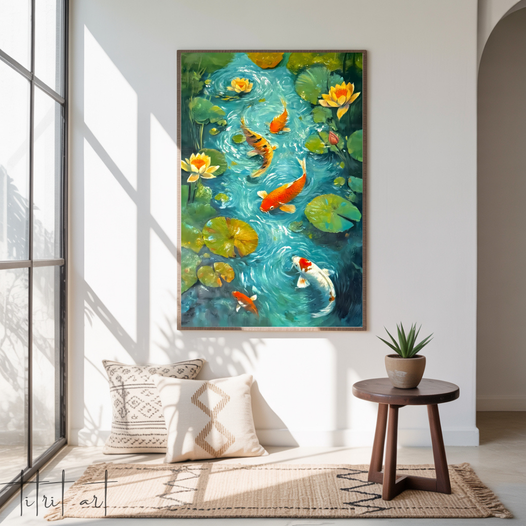 Carpe Koi et Nénuphars – Harmonie Aquatique