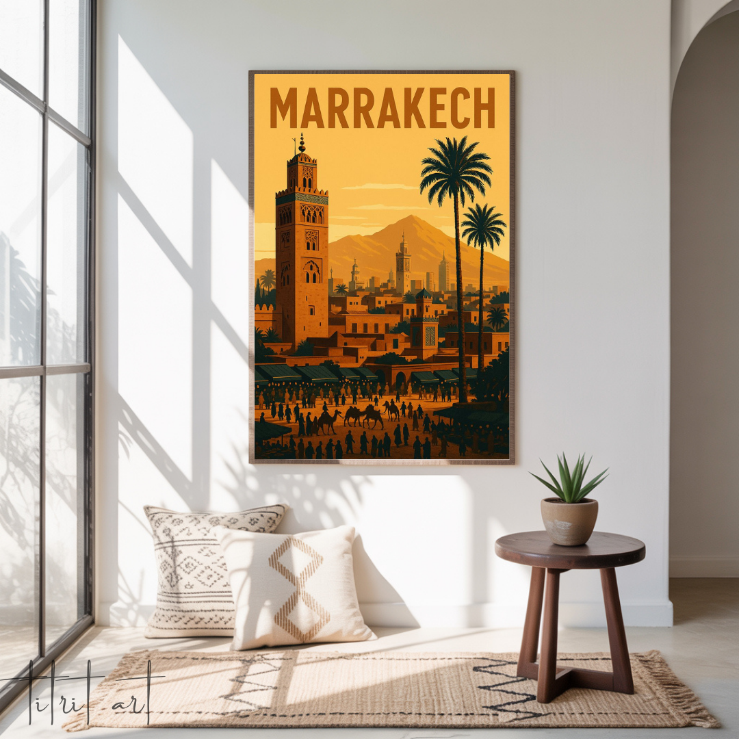 Affiche Vintage Marrakech – Illustration Murale