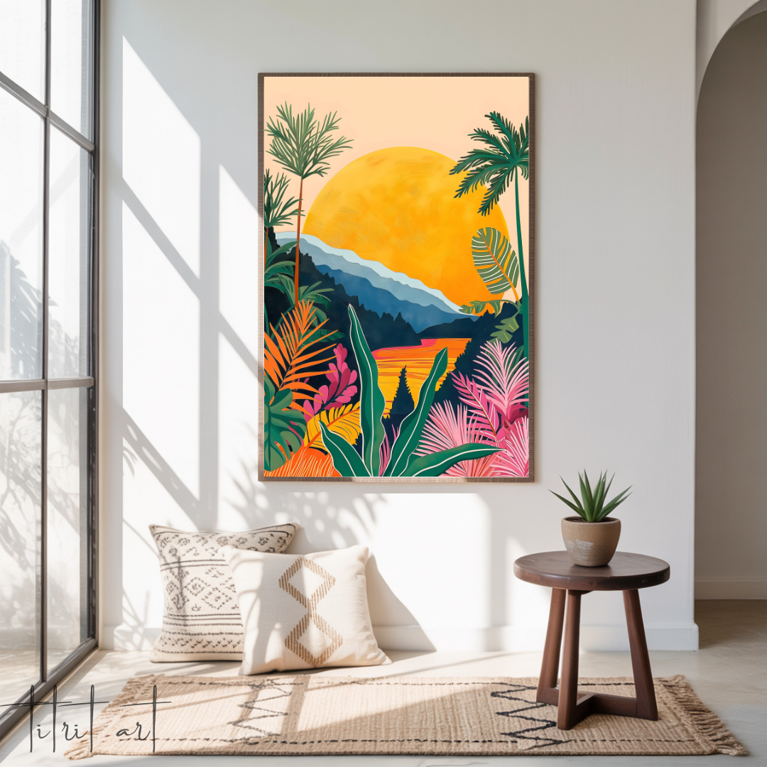 Coucher de Soleil Tropical – Explosion de Couleurs