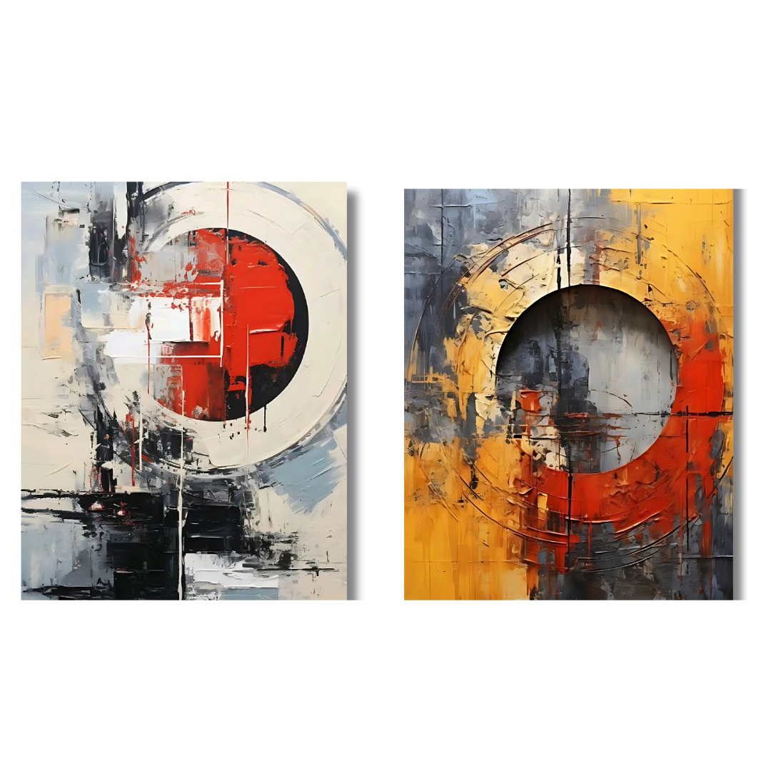Duo de Tableaux Abstraits – Énergie Circulaire