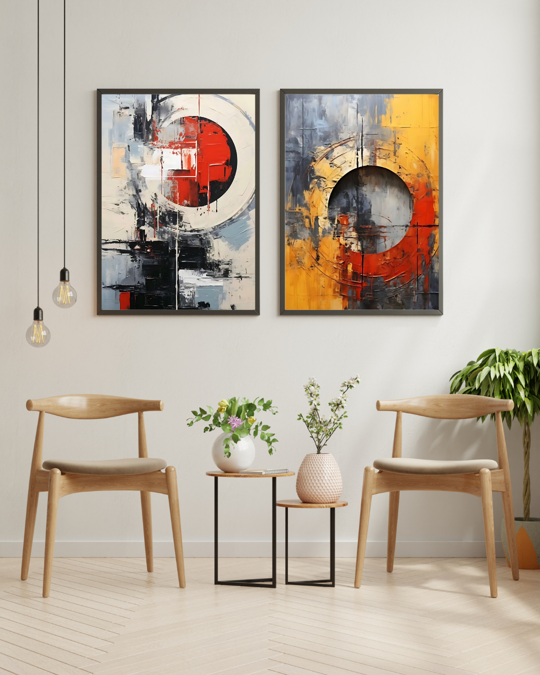 Duo de Tableaux Abstraits – Énergie Circulaire