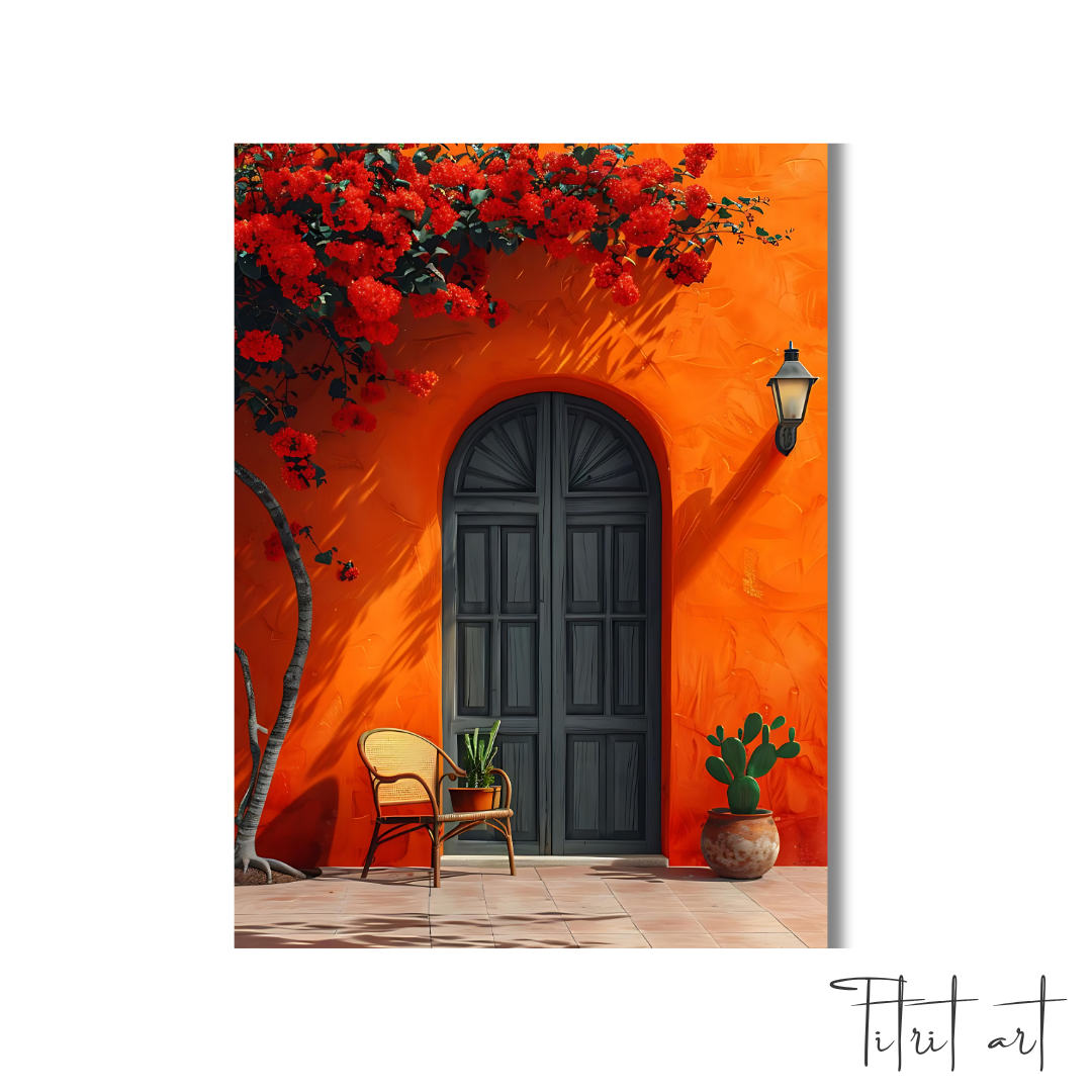 Tableau Façade Méditerranéenne – Orange et Rouge