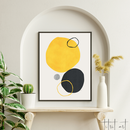 Cercle Abstrait Minimaliste – Jaune & Noir