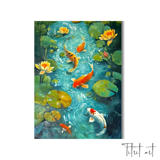 Carpe Koi et Nénuphars – Harmonie Aquatique