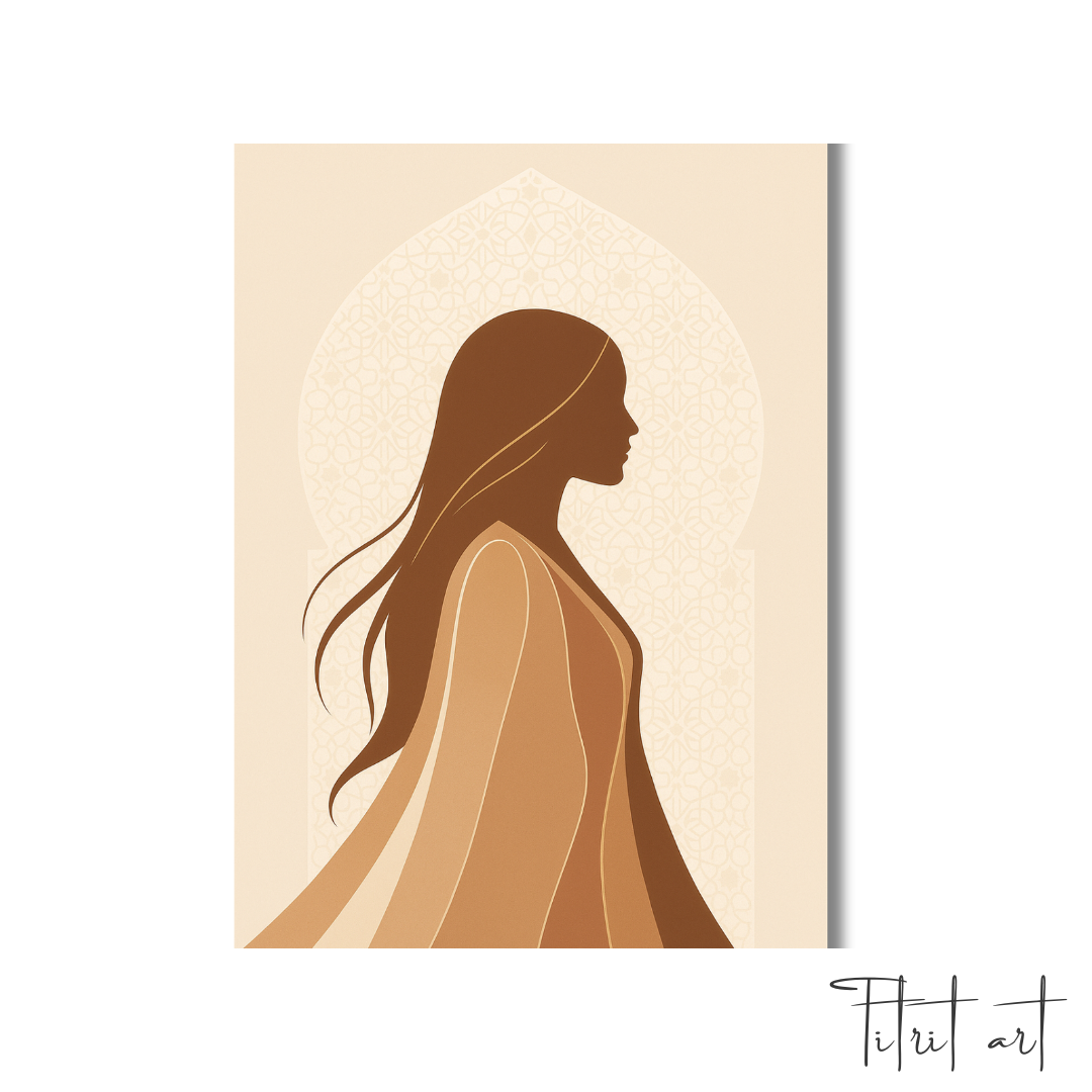 Tableau Moderne Silhouette Femme – Art Marocain Minimaliste | TitritArt