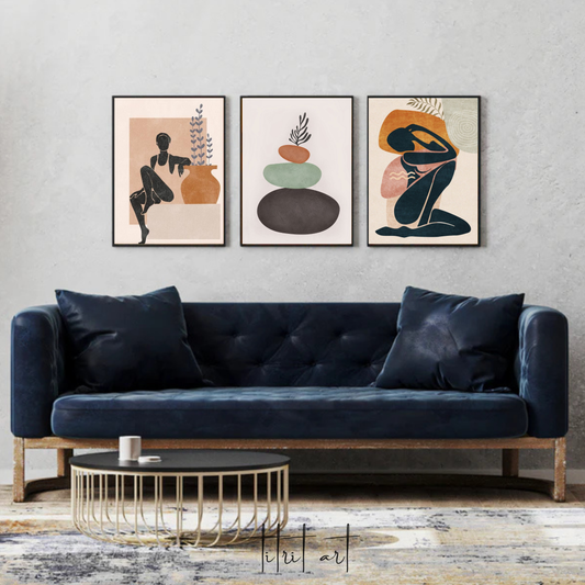 Trio Abstrait – Silhouettes & Équilibre Zen