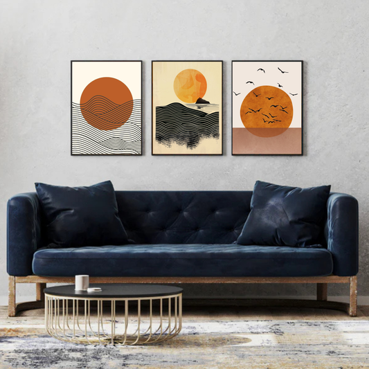 Triptyque Soleil & Nature Abstraite