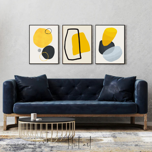 Trio Géométrique Minimaliste – Jaune & Noir