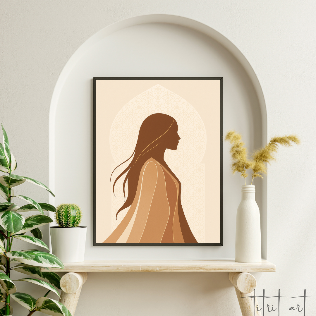 Tableau Moderne Silhouette Femme – Art Marocain Minimaliste | TitritArt