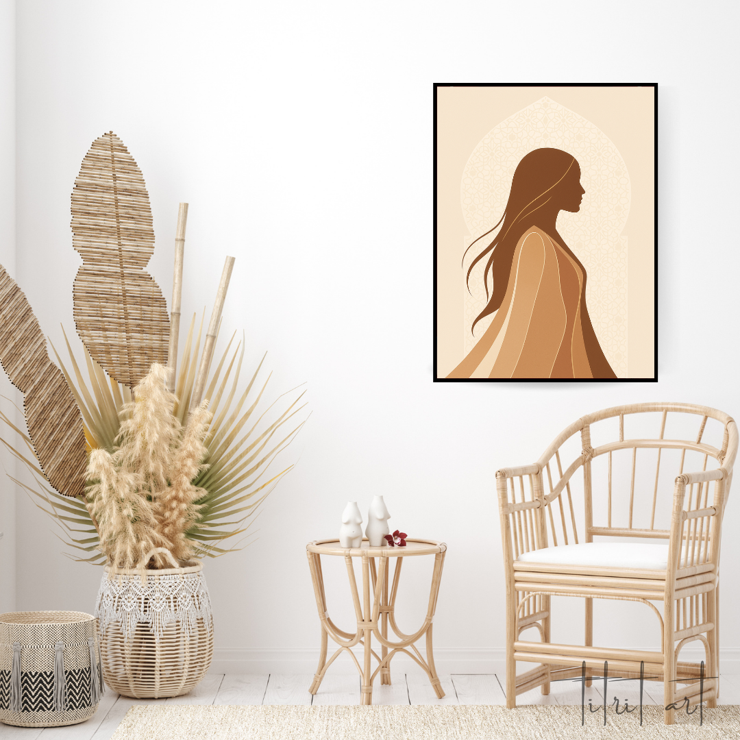 Tableau Moderne Silhouette Femme – Art Marocain Minimaliste | TitritArt