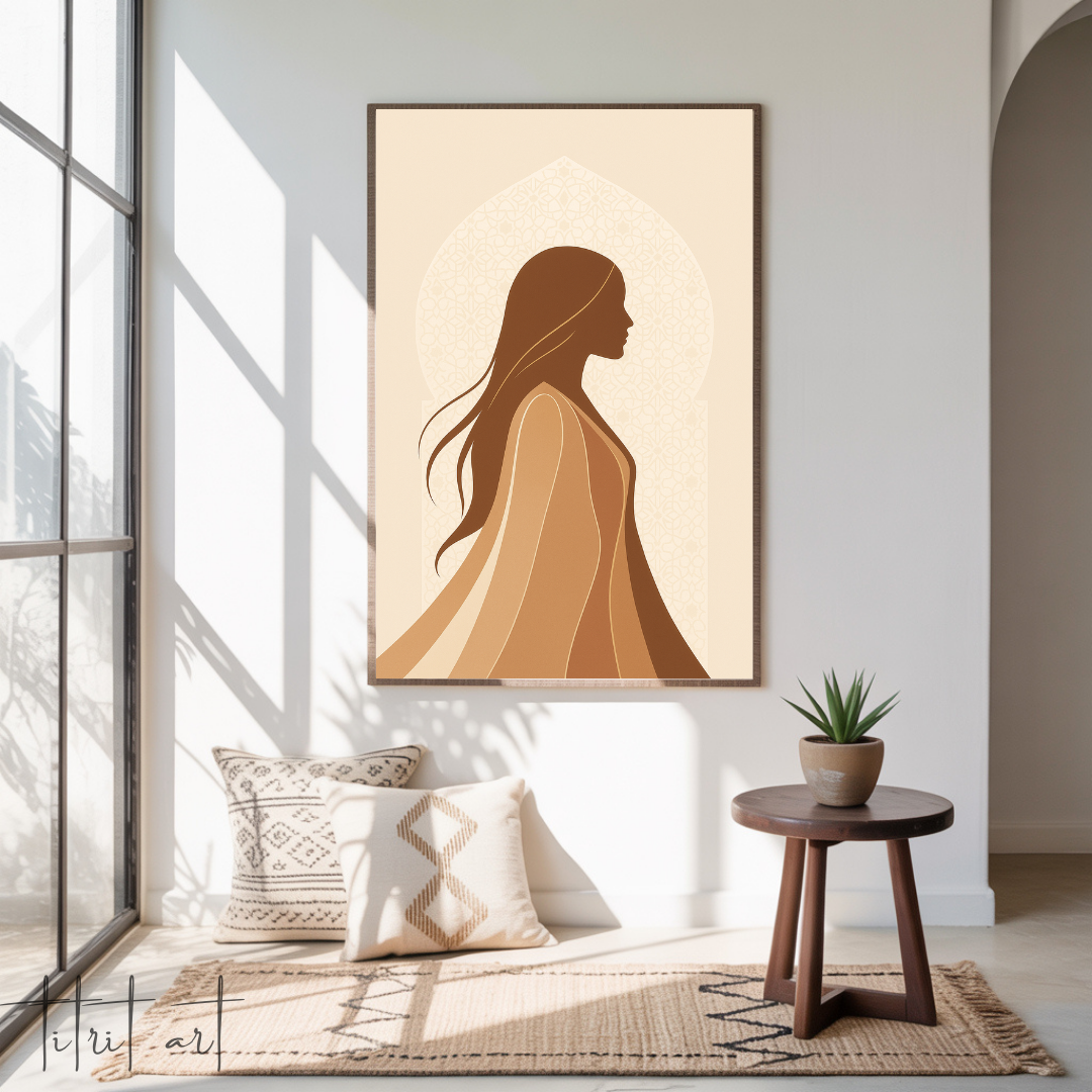 Tableau Moderne Silhouette Femme – Art Marocain Minimaliste | TitritArt