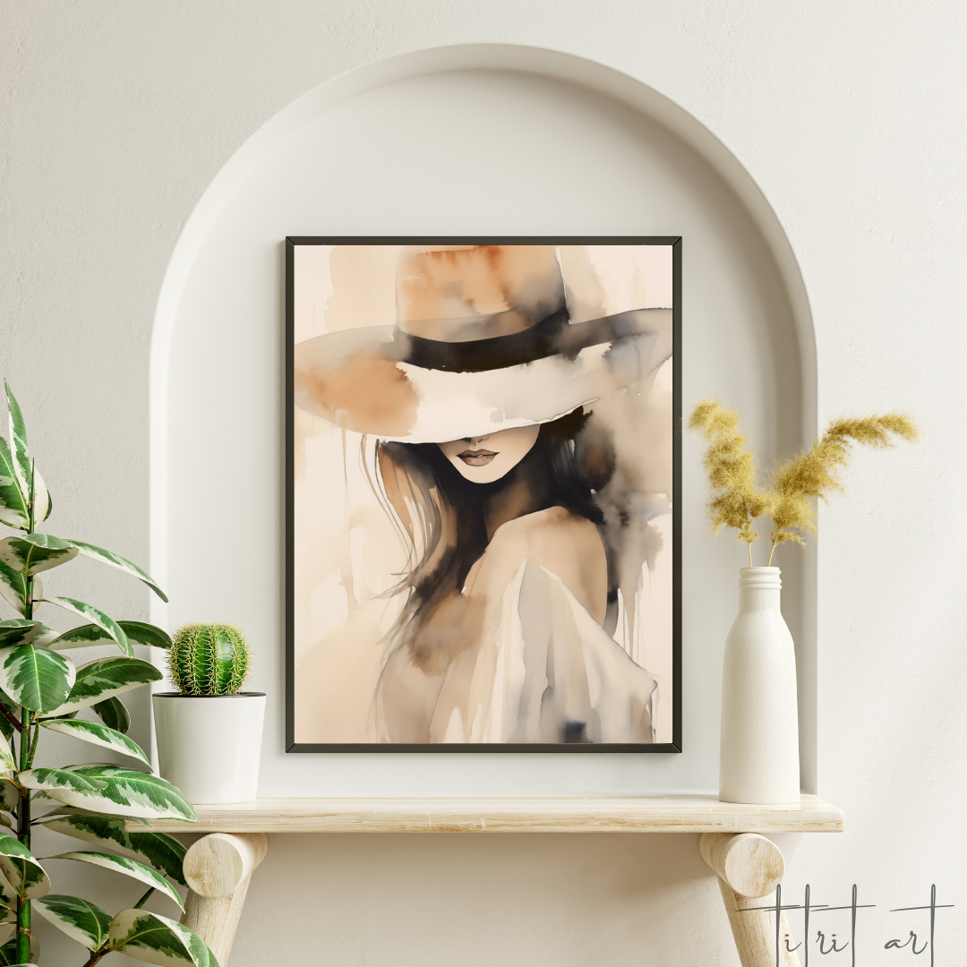 Tableau Femme au Chapeau – Art Moderne Élégant | TitritArt
