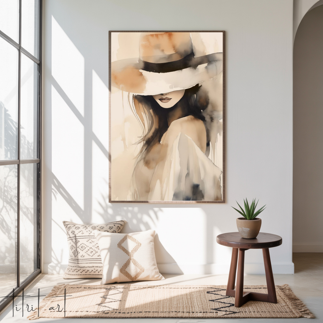 Tableau Femme au Chapeau – Art Moderne Élégant | TitritArt