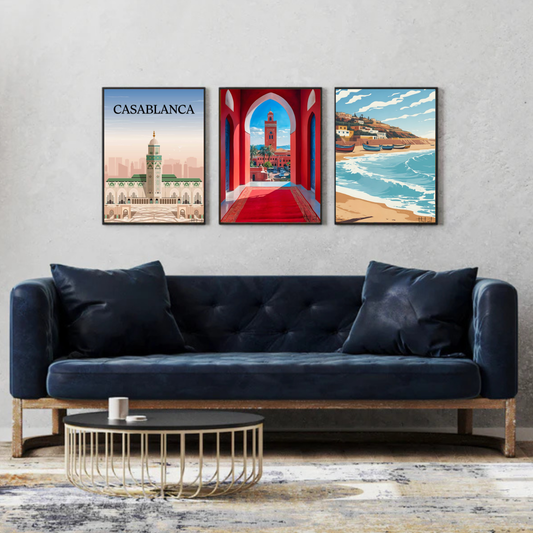 Pack Décoratif – Villes Iconiques du Maroc (Marrakech, Casablanca, Taghazout)