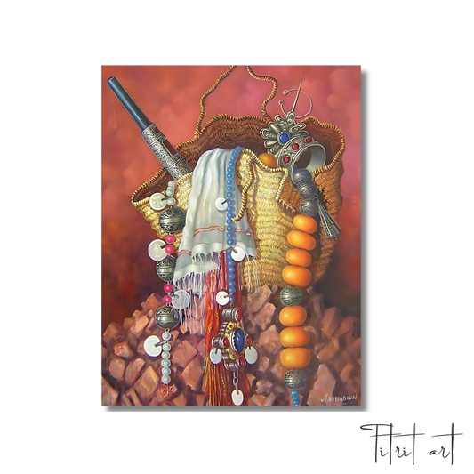 Tableau Tradition Marocaine – Panier & Bijoux Amazighs