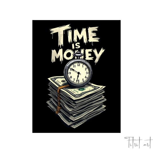 Tableau mural « Time is Money » – Horloge et billets